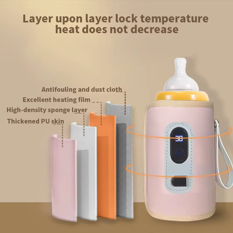 USB Milk Water Warmer, Travel Stroller Insulated Bag, Nursing Bottle Heater, Outdoor Portable Baby Bottle Feeding Warmer