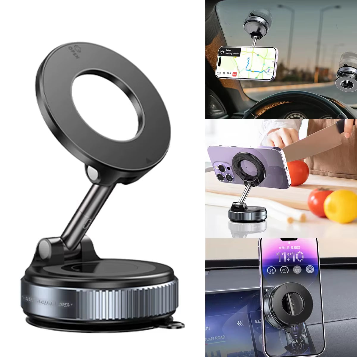 Vacuum Suction Cup Rotation 360° Magnetic Adsorption Stand Navigation Universal Stand Car Phone Magnetic Stand Mechanical
