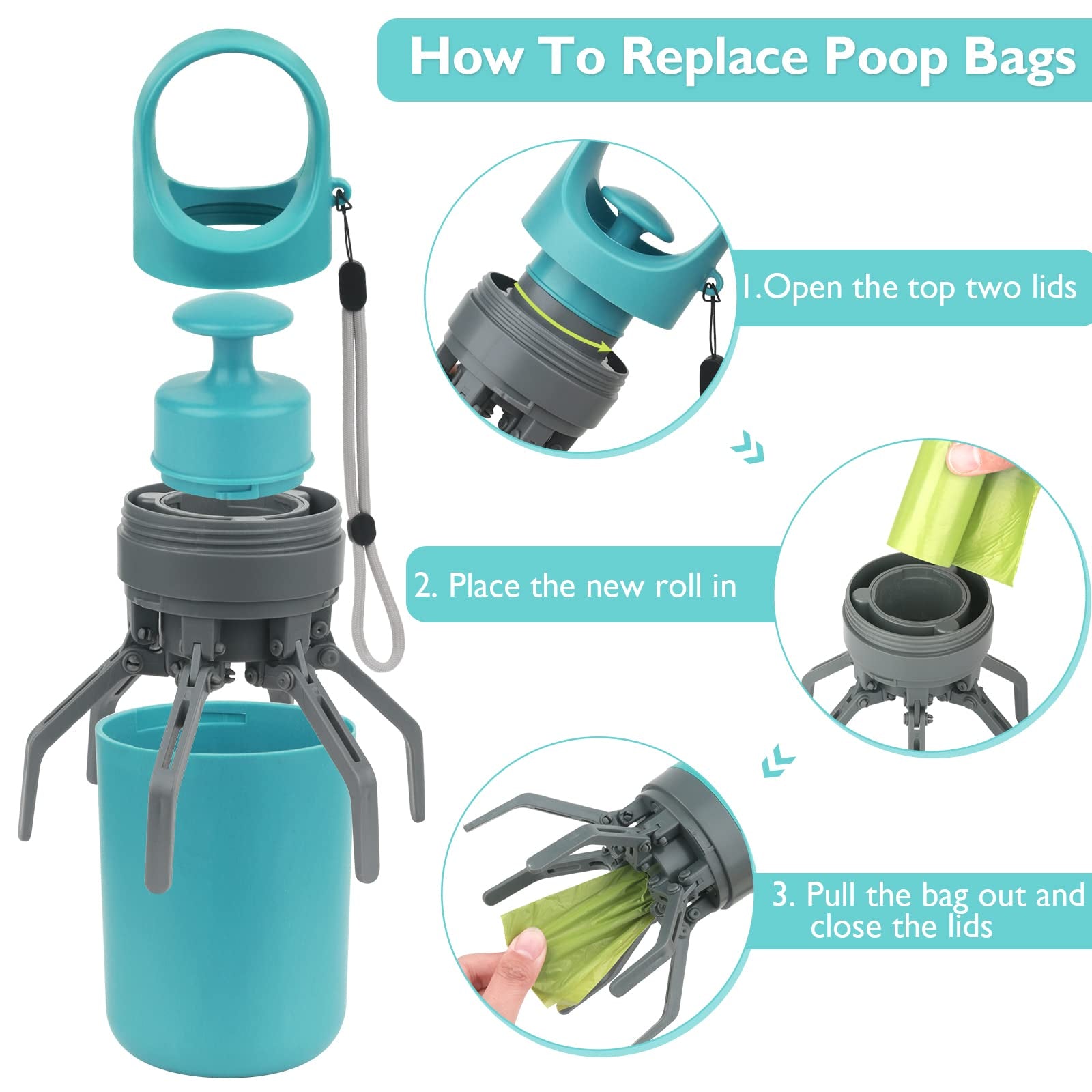 Ultimate Portable Dog Poop Scooper with Bag Dispenser - Easy Waste Cleanup for Dog Walkers, Attachable to Leash or Waist!