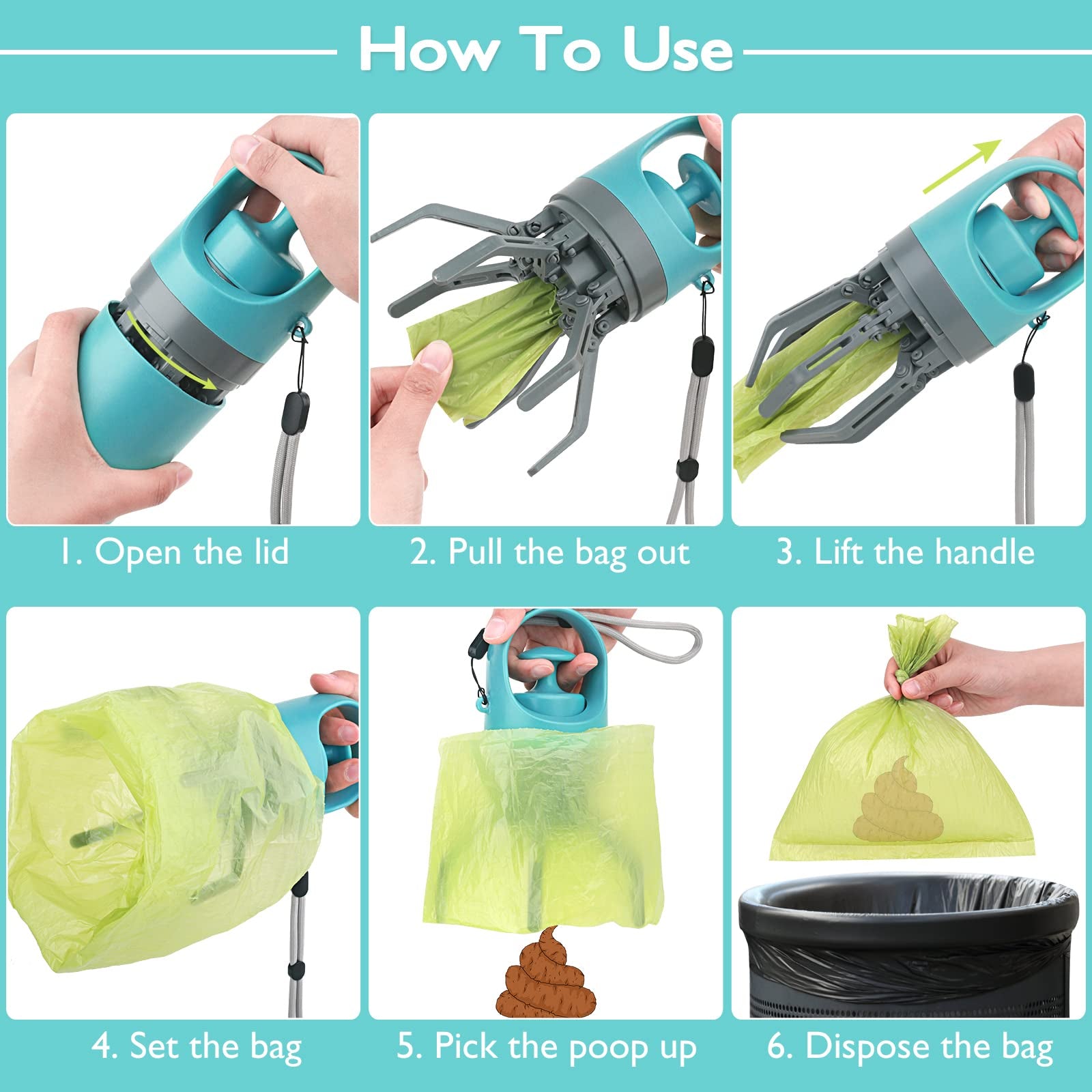 Ultimate Portable Dog Poop Scooper with Bag Dispenser - Easy Waste Cleanup for Dog Walkers, Attachable to Leash or Waist!