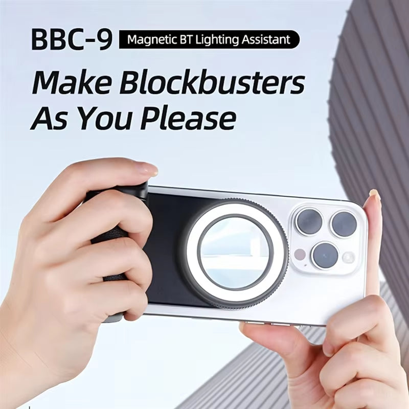 Aaael-Magsafe Smartphone Camera Shutter Grip Bluetooth Selfie Handle Camera Photo Stabilizer with LED Fill Light