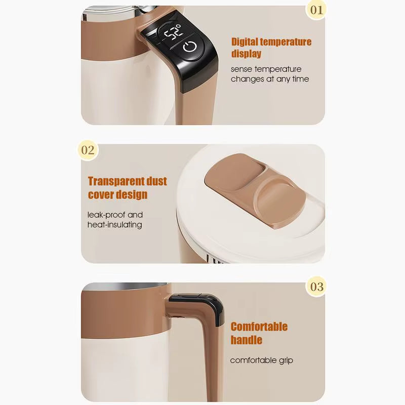 Stainless Steel Automatic Stirring Coffee Mug Portable Safe Coffee Mug USB Rechargeable Automatic Magnetic Cup for Tea Milk