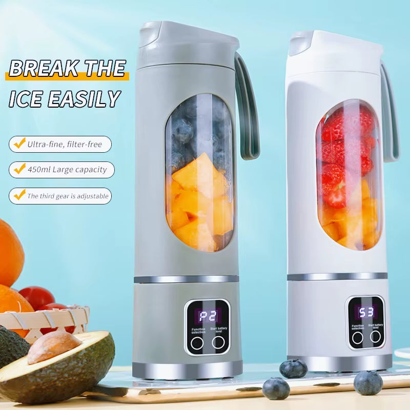 8-Blade USB Charging, Smoothie, Kitchen Ingredient Processor, Portable Juicer, 3-Speed Adjustable Multi-Function Mixer Juicer